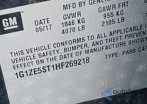 2017 Chevrolet Malibu 1Lt z USA, uszkodzony, nr VIN 1G1ZE5ST1HF269218